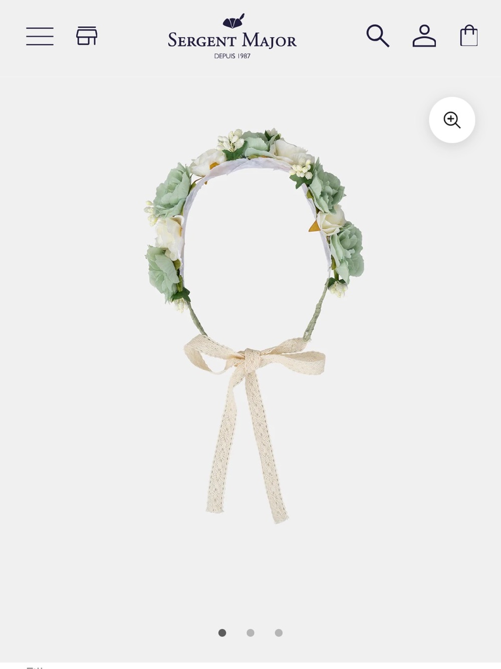 Sergent Major Girls' Floral Headband in Sage Green and Cream